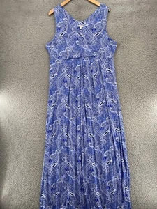 Abito Talbots donna extra large blu paisley maxi impero vita jersey elasticizzato - Foto 1 di 11