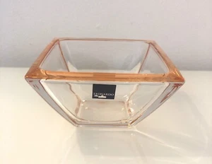 schale glas viereckig transparent orangefarbig verlauf 12x12x7 leonardo 80er - Bild 1 von 3