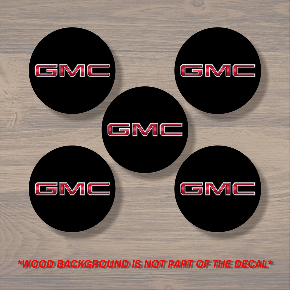GMC Wheel Center Cap Overlay x5, Vinyl Decal Sticker