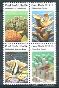 USA - MNH Block of 4 Stamps - 15c Coral Reefs.........#1827 - 1830 - Picture 1 of 1
