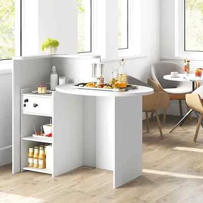 Office Reception Desk Front Counter Desk w/ Adjustable Shelf-White - Image 1 of 4