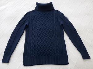 Banana Republic Women's Navy Fisherman Style Turtleneck Sweater Size XXS - Picture 1 of 7