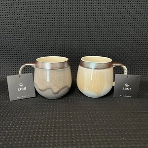 Potter's Corner RUMI Coffee Mug 18Oz Set Of 2 Handmade NWT Copper Iridescendent - Picture 1 of 5