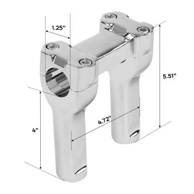 4" Handlebar Risers Fit For Harley Softail Fatboy Dyna Wide Glide 1-1/4" Bar - Image 1 of 4