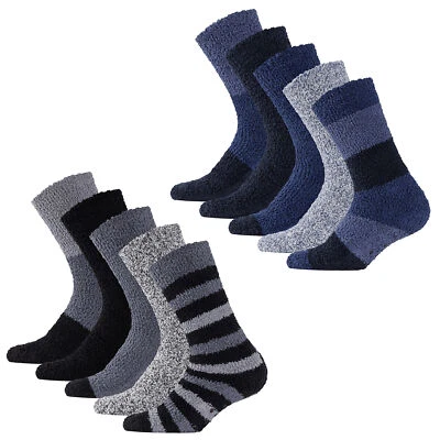 THE ESSENTIALS WARDROBE Mens 5 Pack Cosy Lounge Socks Soft Fluffy Thermal Insulation Elastane Anti Slip