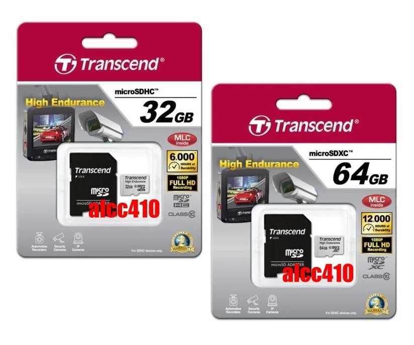Transcend 32GB 64GB High Endurance Micro SD SDHC SDXC Class 10 MLC AU - Image 1 of 1
