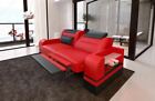 Sofa Parma 2 Sitzer Design Leder Couch Recliner optional LED Ledersofa Modern