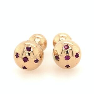 Awesome Ruby 14K Gold Antique Cufflinks