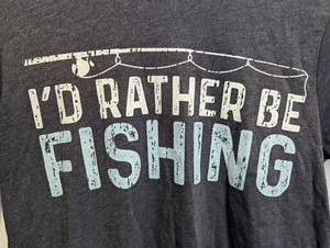 I'd Rather Be Fishing Blue Unisex Short Sleeve T-shirtL USA Strong Graphic Z42 - Picture 1 of 7
