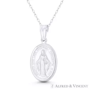 Holy Mother Mary Miraculous Medal Marian Cross Italy 925 Sterling Silver Pendant - Picture 1 of 1