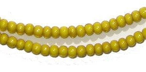 Yellow White Heart Beads 3mm Ghana African Seed Glass 24 Inch Strand Handmade - Image 1 of 2