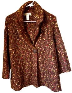 SUSAN BRISTOL KNIT SWEATER JACKET 3/4 SLEEVES WOOL ALPACA MOHAIR WOMEN'S XL - Picture 1 of 5