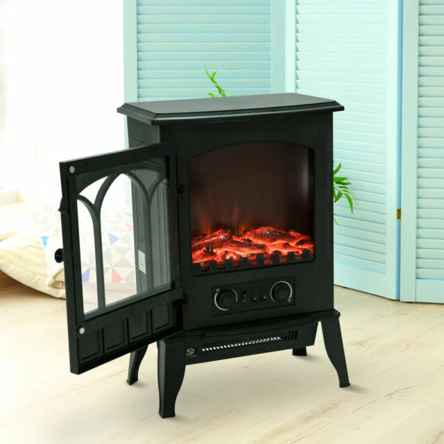 HOMCOM 820-127 1000W/2000W Freestanding Electric Fireplace Heater - Black