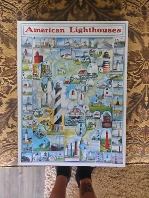 Quebra-cabeça White Mountain 1000 peças JigSaw 1997 FARÓIS AMERICANOS ~ Usado - Imagem 1 de 4