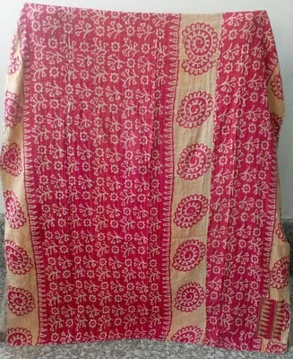 Colcha india hecha a mano vintage Kantha manta de algodón Gudari doble Foto 1 de 2