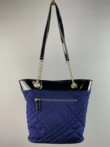 TALBOTS PURPLE QUILTED/PATENT BUCKET BAG EUC 12 x 11 x 3 - Picture 1 of 4
