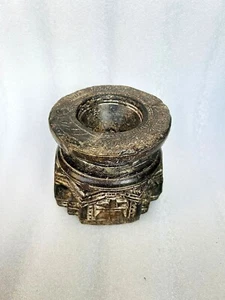 Vintage Old Wooden Fine Hand Carved White Wash Candle Holder Agricultural seeder - Picture 1 of 4