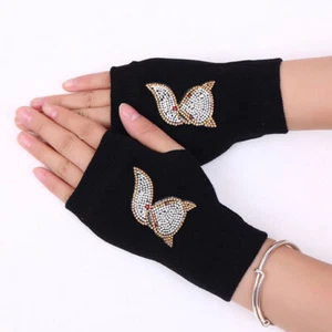 Men Women Winter Fingerless Gloves Open Finger Soft Warm Woolen Knitted Gloves - Picture 1 of 22