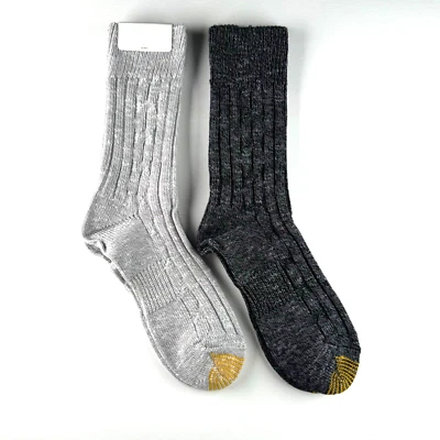 Punta Dorada Mujer 2 Pares Gruesos Slub Cable Crew Calcetines Zapato Talla 6-9 Color Sólido Foto 1 de 4