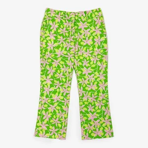 Lilly Pulitzer Blumen Hose Größe 2 Grün Rosa Baumwollmischung Taschen Cropped Y2K - Bild 1 von 2