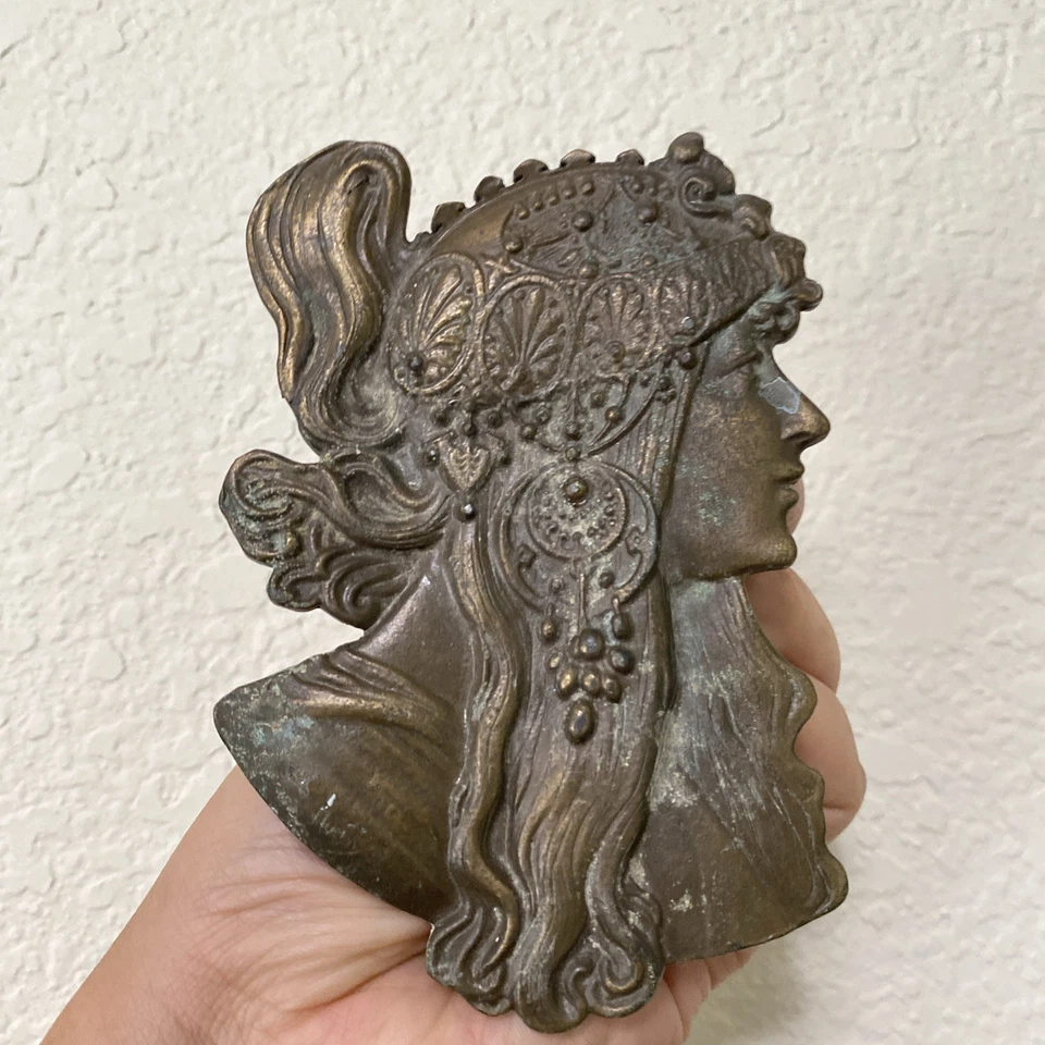 Alphonese Mucha Art Nouveau Style Wyoming Studio Art Works Belt Buckle 4.5”x3” - Image 1 of 4