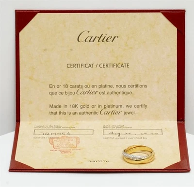 CARTIER Trinity Rolling Ring w/Diamonds 18K Rose Yellow White Gold w/Certificate - Image 1 of 4
