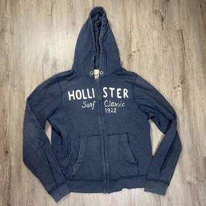 Sudadera con Capucha Hollister De Colección Para Hombre XL Cremallera Completa Azul Marino Y2K Gráfico Surf De Colección - Imagen 1 de 7