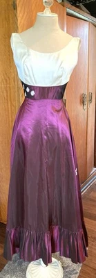 Vestido de festa vintage 1950s 1960s cetim e tafetá, vestido maxi B 32 - Imagem 1 de 4