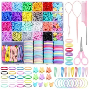 Hair Accessories for Girl, 1543 Pcs Elastic Rubber Bands Set Multicolor - Picture 1 of 7