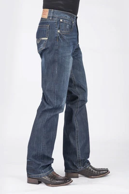 Stetson Mens 1312 Modern Fit Deco Blue 100% Cotton Jeans - Image 1 of 3