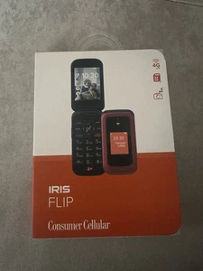 New Sealed Consumer Cellular Iris Flip Phone (8GB) 5.0MP Camera 4G LTE- Red - Picture 1 of 4