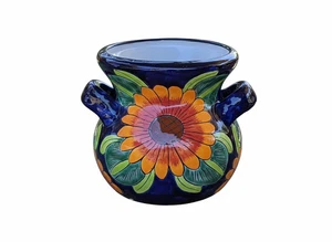 Fioriera girasole è fatta a mano ceramica Talavera ceramica e vaso da fiori rotondo 10,5" - Foto 1 di 11