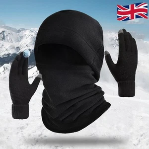 Skull Cap with Scarves & Touch Screen Gloves Fleece Winter Hat for Men and Women - Picture 1 of 21