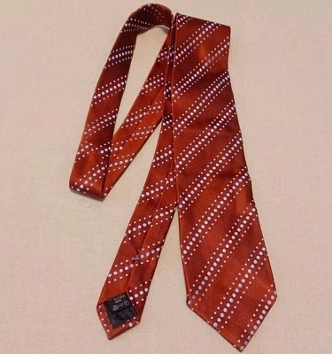 Corbata ERMENEGILDO ZEGNA Para Hombres 100% Seda ITALIA Lujo Lunares RAYAS Roja Foto 1 de 4