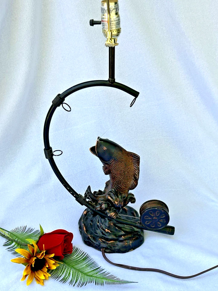 Fishing theme Table Lamp 30.5" Tall Vintage - Image 1 of 4