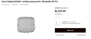 Punto de acceso inalámbrico Cisco Catalyst serie 9124AXI-B Bluetooth Wi-Fi 6 - Imagen 1 de 3