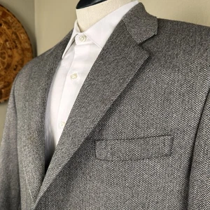Blazer cappotto sportivo Chaps Ralph Lauren uomo 44R vergine nuovo lana spina di pesce marrone - Foto 1 di 22
