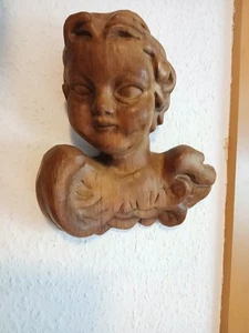 grosser Engel Engelkopf Holz geschnitzt Putto - Bild 1 von 8