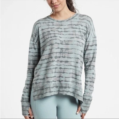 Athleta Coaster Luxe Printed Sweatshirt Mineral Gray Pullover Top Small Stretch - Image 1 of 4