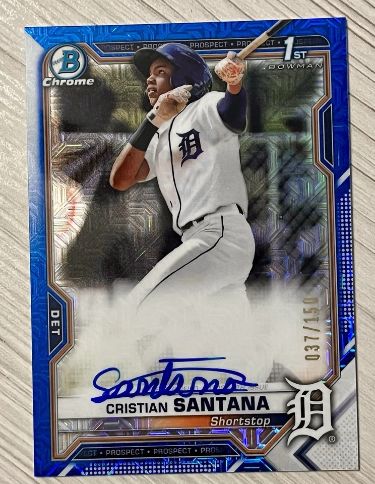 Cristian Santana - 2021 Bowman Chrome #CPA-CS - 1st Blue HTA Choice Auto /150 - Image 1 of 2