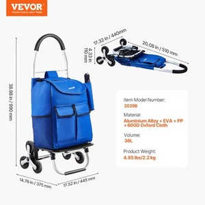 Stair Climbing Cart 36L Foldable Shopping Trolley with 6 Wheels Storage Bag - Picture 1 of 8