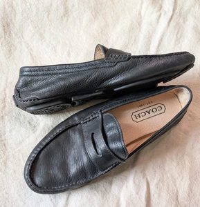 Coach Herren Schwarz Halbschuh Fahrer Weiches Leder 10 M Klassisch Slipper 0906 NEAL - Bild 1 von 10