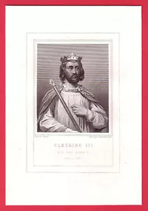 CLOTAIRE III  Roi des Francs gravure ancienne XIXe siècle/B2 - Picture 1 of 1