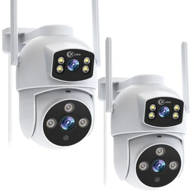 2Pcs 8MP Wifi IP Camera Outdoor Dual Lens Wireless Security Camera System 360° - Image 1 of 4