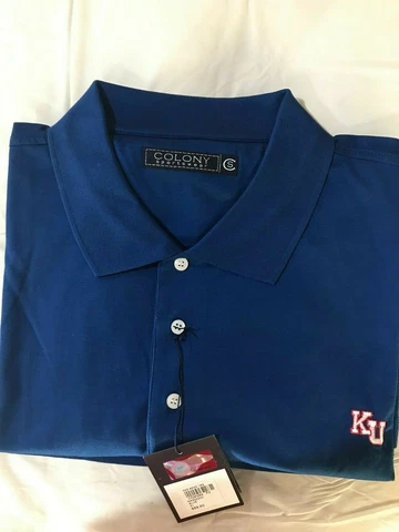UNIVERSITY OF KANSAS KU JAYHAWKS MERCERIZED COTTON POLO KU EMBLEM EMBROIDERED Cover