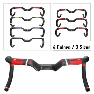 TOSEEK Carbon Fiber Road Bike Rise Handlebar Racing Drop Bar Handlebars 31.8mm - Image 1 of 4