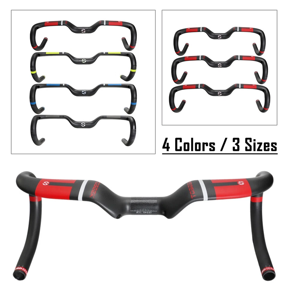 TOSEEK Carbon Fiber Road Bike Rise Handlebar Racing Drop Bar Handlebars 31.8mm - Image 1 of 4