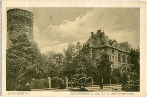 AK EISLEBEN Schlossruine, Luther-Gymnasium 1917 - Imagen 1 de 1