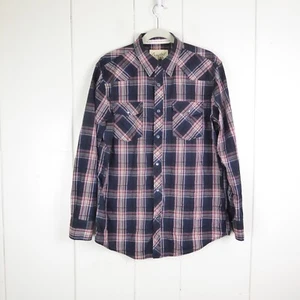 Coastal Shirt Mens SZ L Pearl Snap Plaid Long Sleeve Western Cowboy Rodeo - Picture 1 of 10