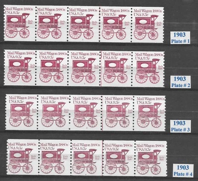 Scott #1903, 1903a 9.3c Mail Wagon PNC5s, Set of 10, VF+ QUALITY! Cat-$45.50 - Image 1 of 2